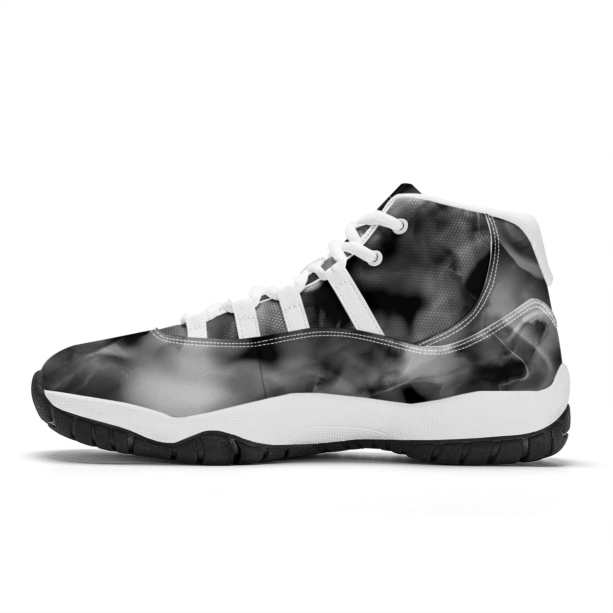 Abstract Psychedelic Liquid Smoke Print White Bball Shoes-grizzshop