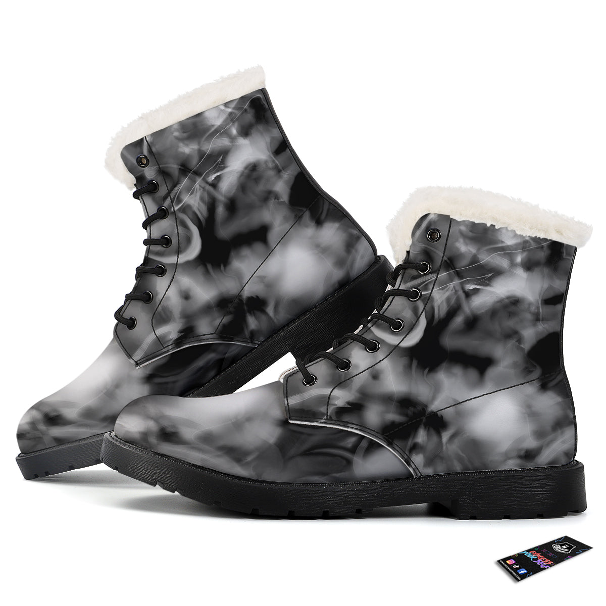 Abstract Psychedelic Liquid Smoke Print Winter Boots-grizzshop