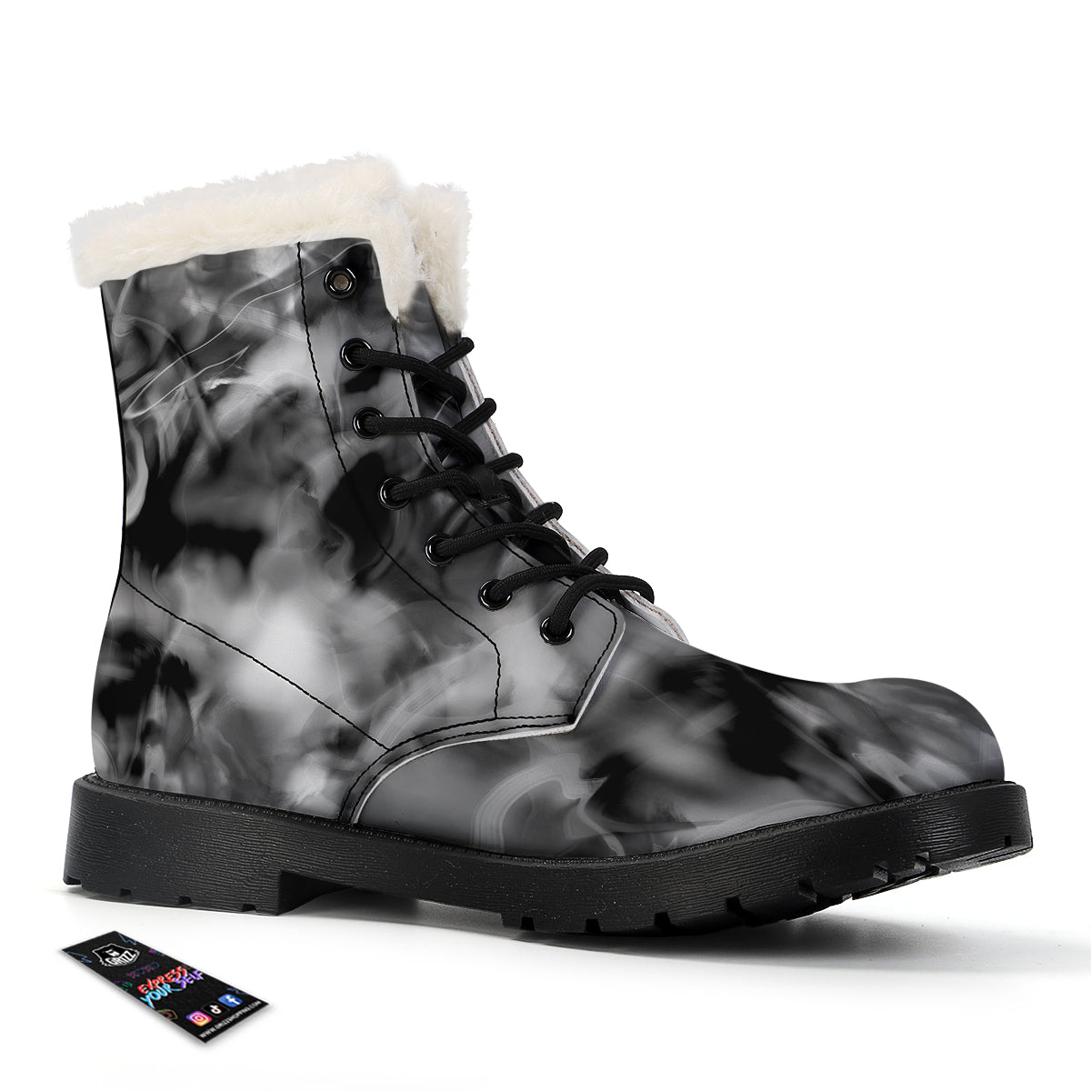 Abstract Psychedelic Liquid Smoke Print Winter Boots-grizzshop