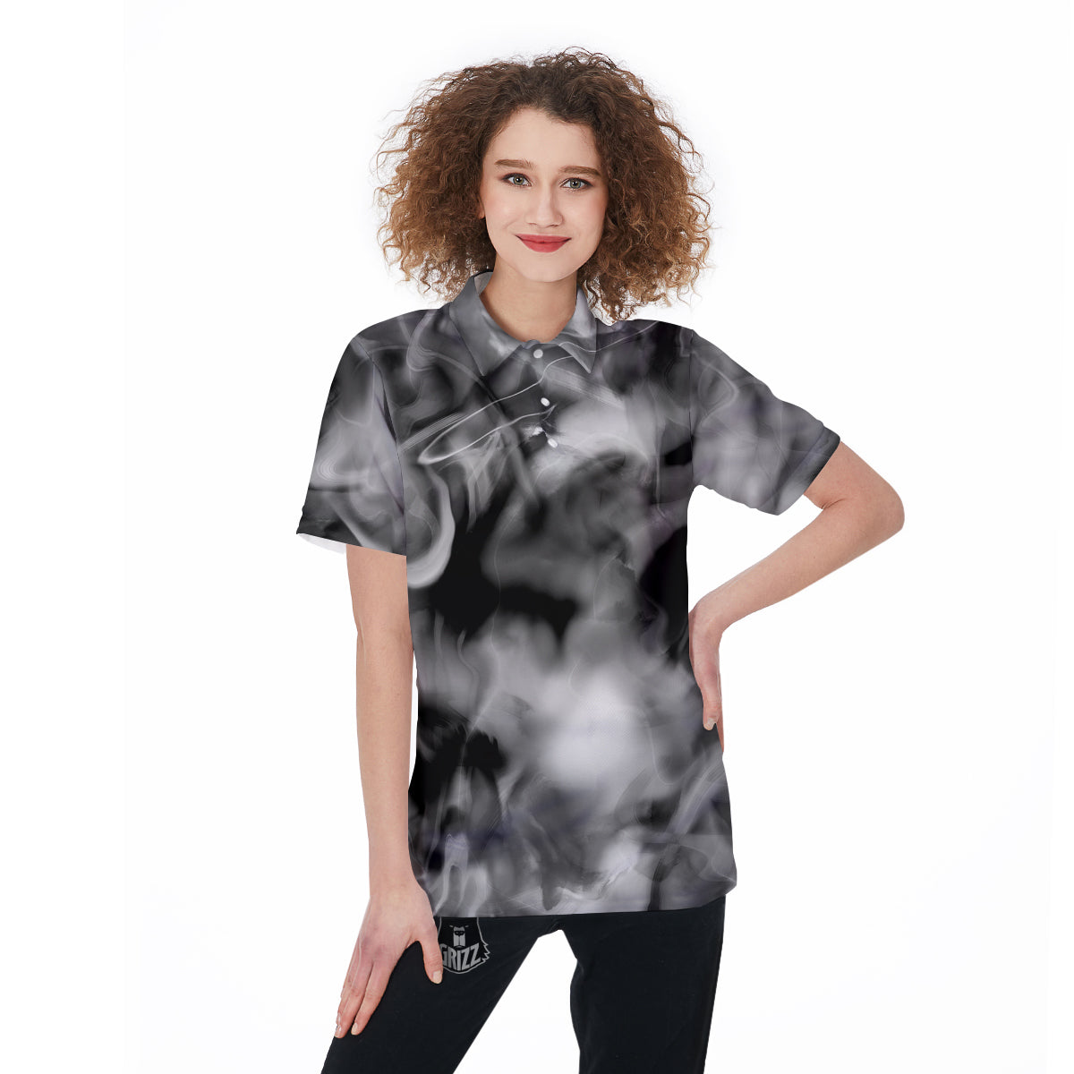 Abstract Psychedelic Liquid Smoke Print Women's Golf Shirts-grizzshop
