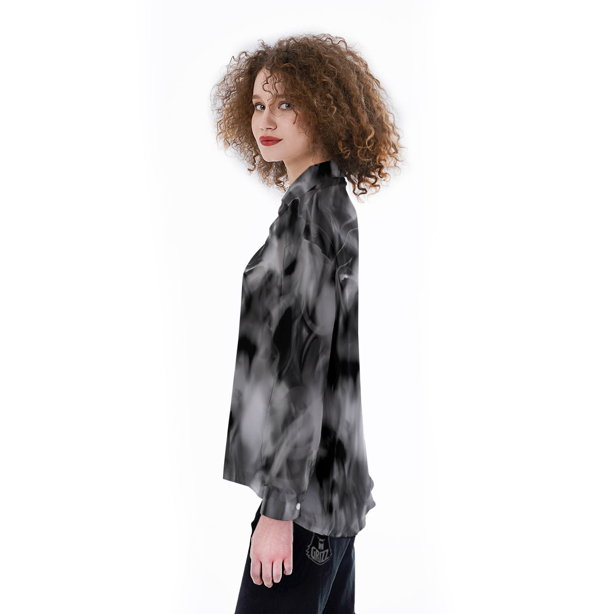 Abstract Psychedelic Liquid Smoke Print Women's Long Sleeve Shirts-grizzshop