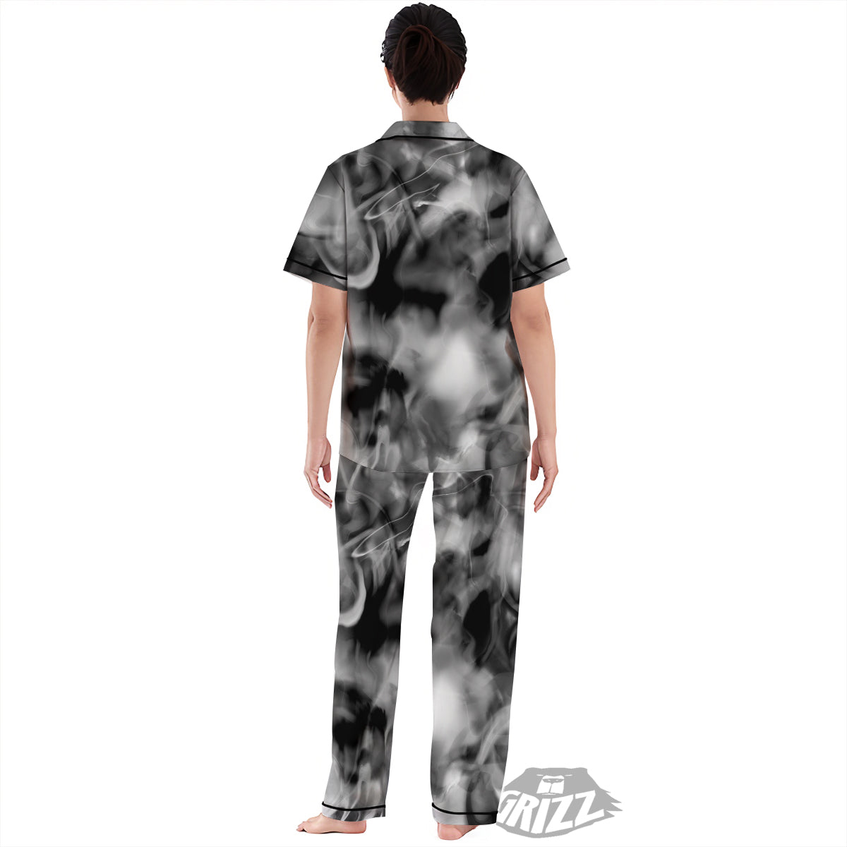 Abstract Psychedelic Liquid Smoke Print Women's Pajamas Set-grizzshop