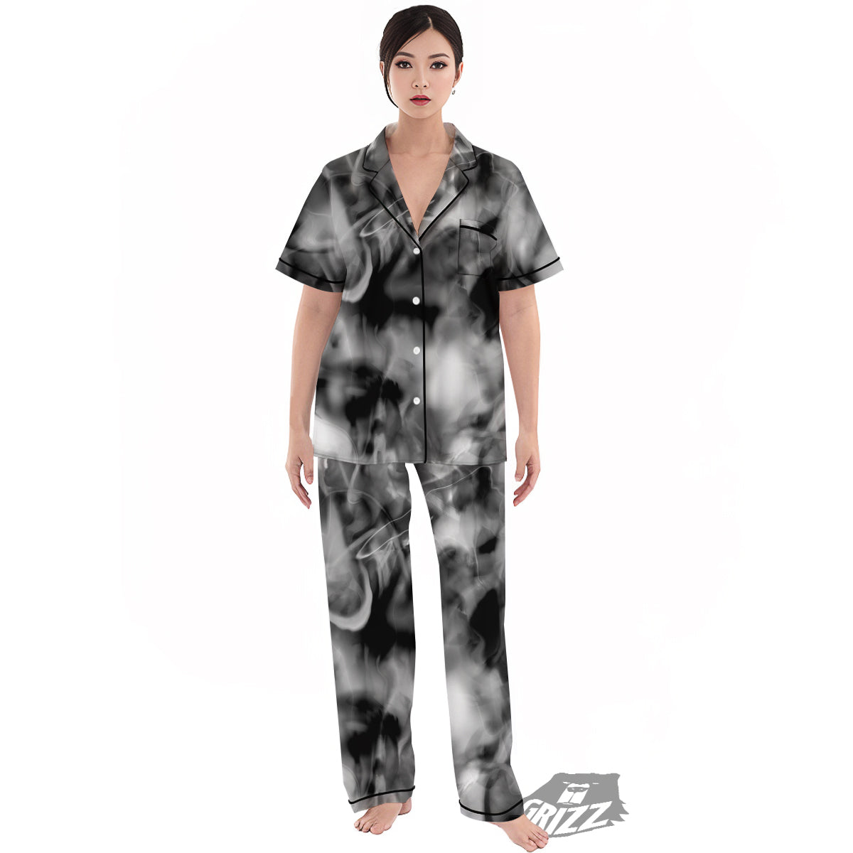 Abstract Psychedelic Liquid Smoke Print Women's Pajamas Set-grizzshop