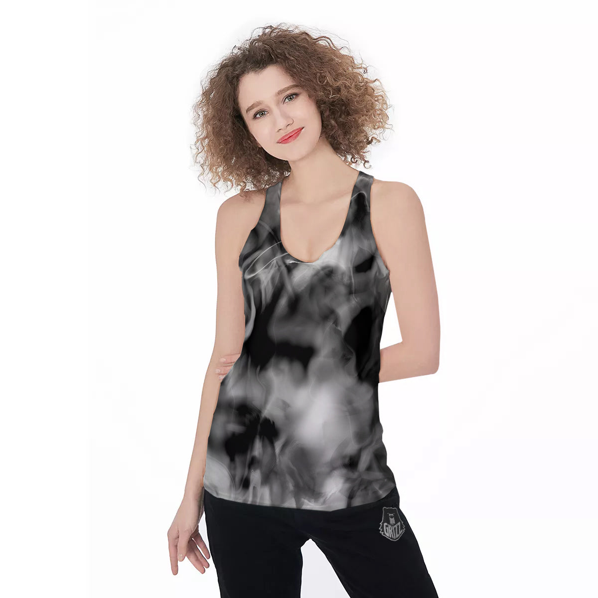 Abstract Psychedelic Liquid Smoke Print Women's Racerback Tank Top-grizzshop