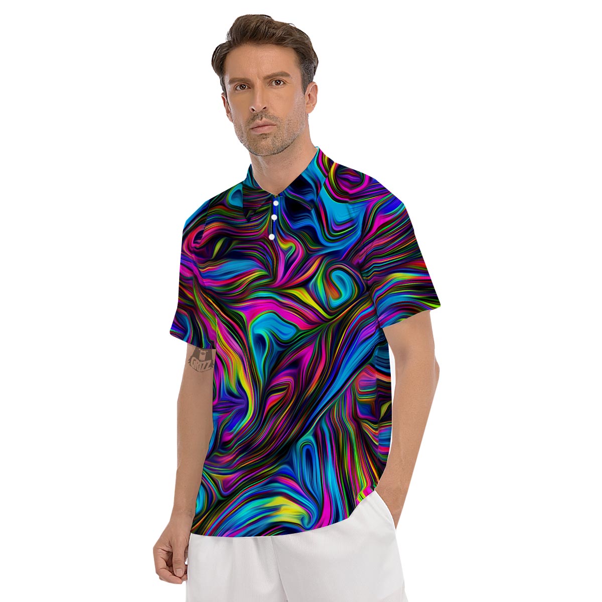 Abstract Psychedelic Men's Golf Shirts-grizzshop
