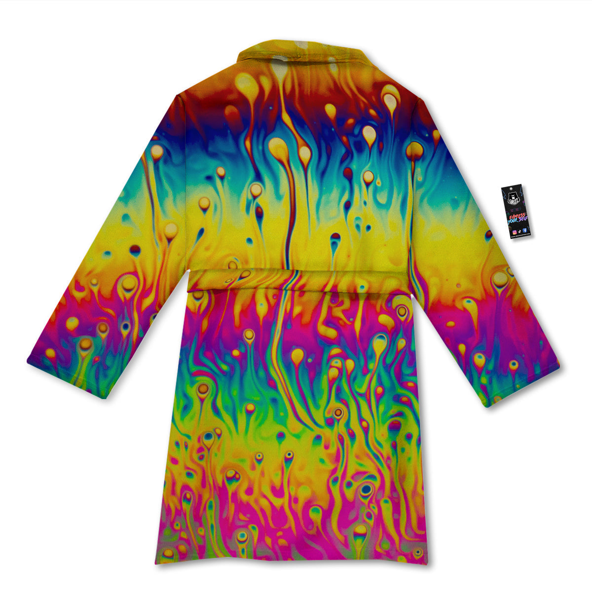 Abstract Psychedelic Rainbow Acid Print Bathrobe-grizzshop