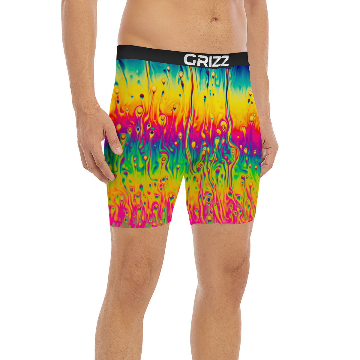 Abstract Psychedelic Rainbow Acid Print Boxer Briefs-grizzshop