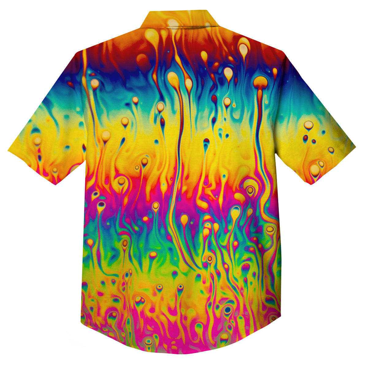 Abstract Psychedelic Rainbow Acid Print Button Up Shirt-grizzshop