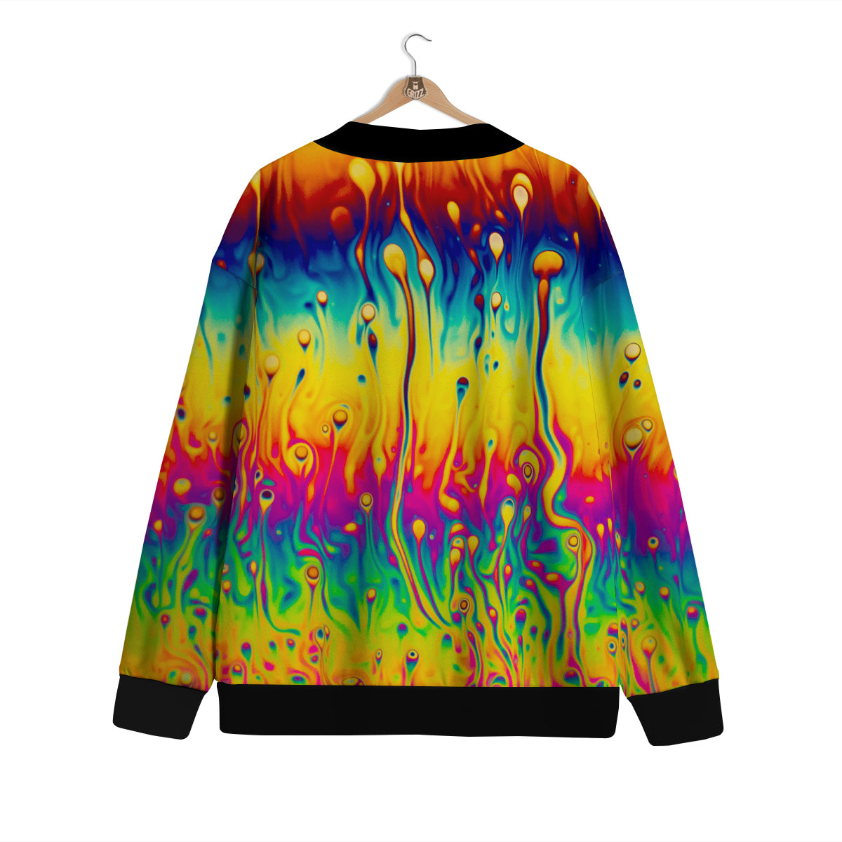 Abstract Psychedelic Rainbow Acid Print Cardigan-grizzshop