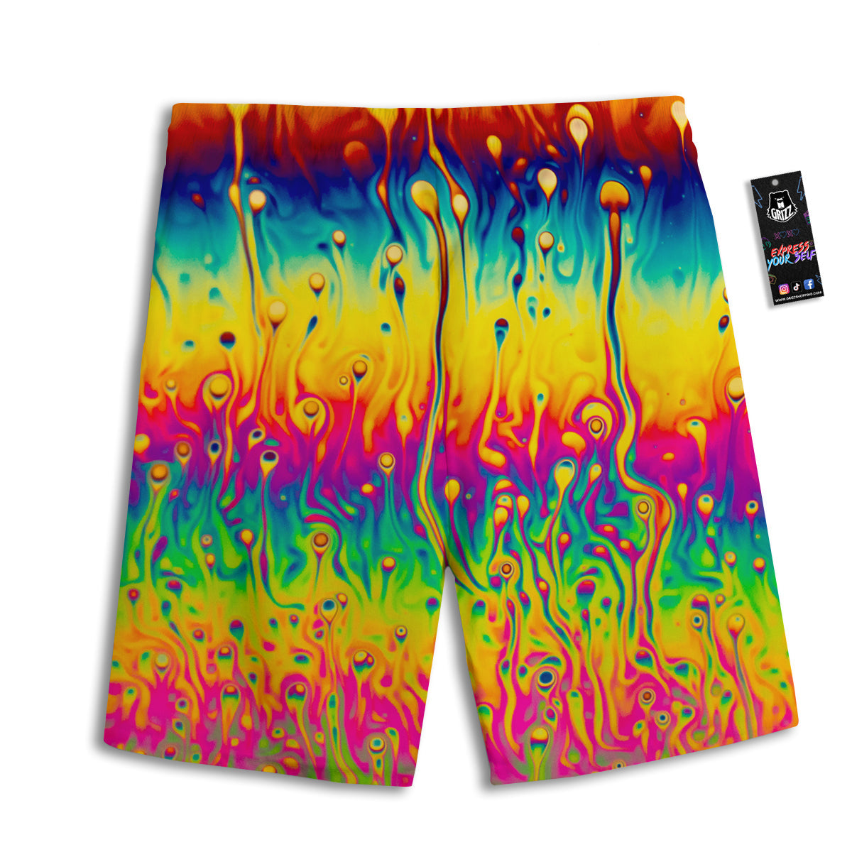 Abstract Psychedelic Rainbow Acid Print Men's Athletic Shorts