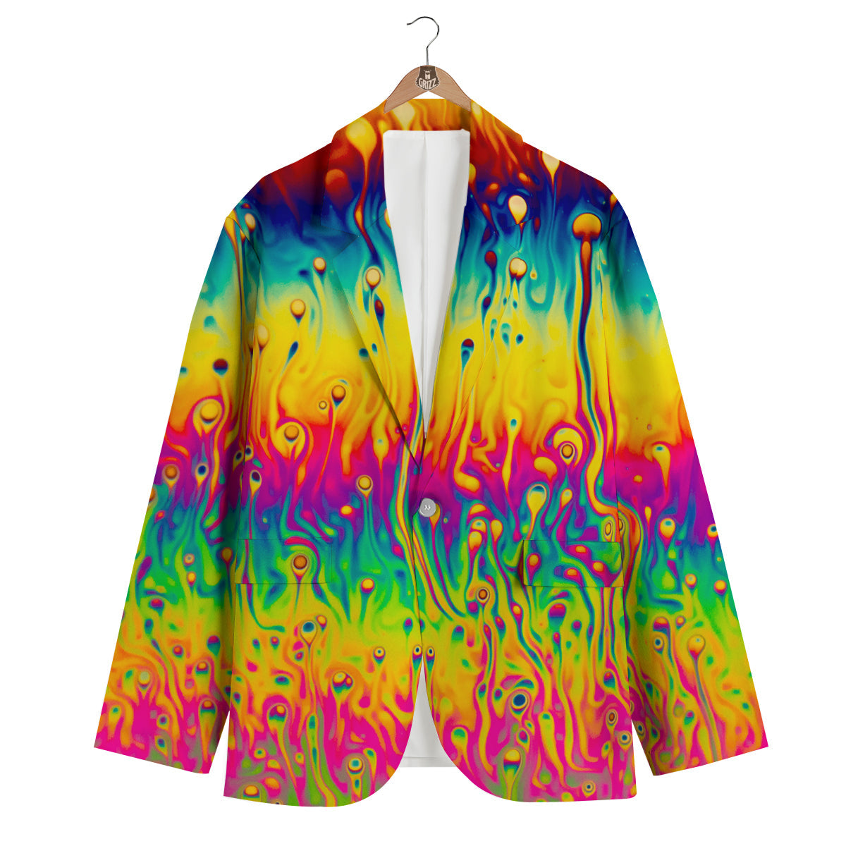 Abstract Psychedelic Rainbow Acid Print Men's Blazer-grizzshop