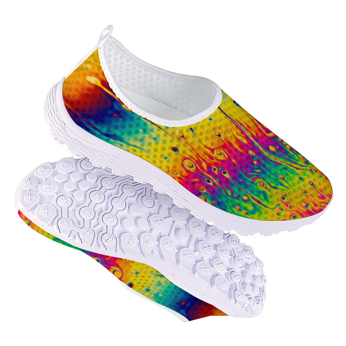 Abstract Psychedelic Rainbow Acid Print Nurse Shoes-grizzshop