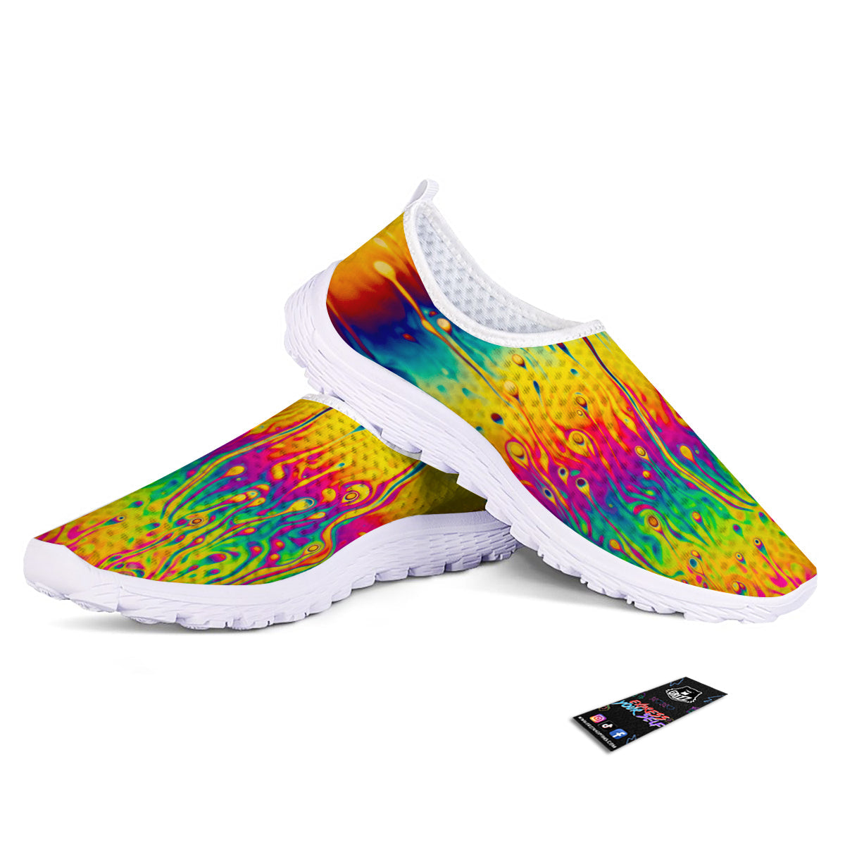 Abstract Psychedelic Rainbow Acid Print Nurse Shoes-grizzshop