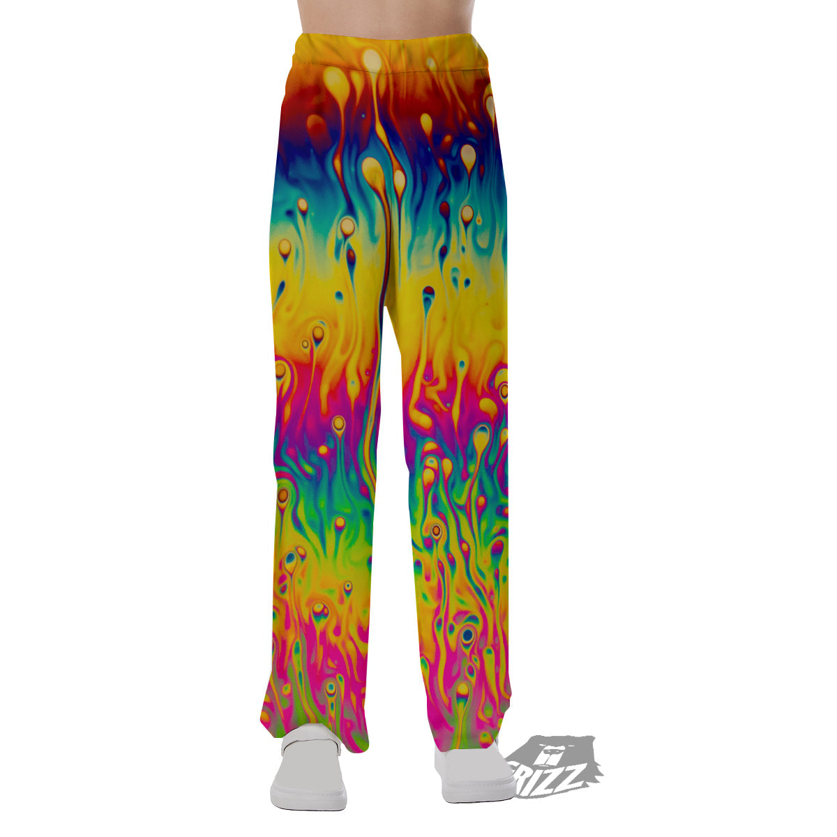 Abstract Psychedelic Rainbow Acid Print Pajama Pants-grizzshop