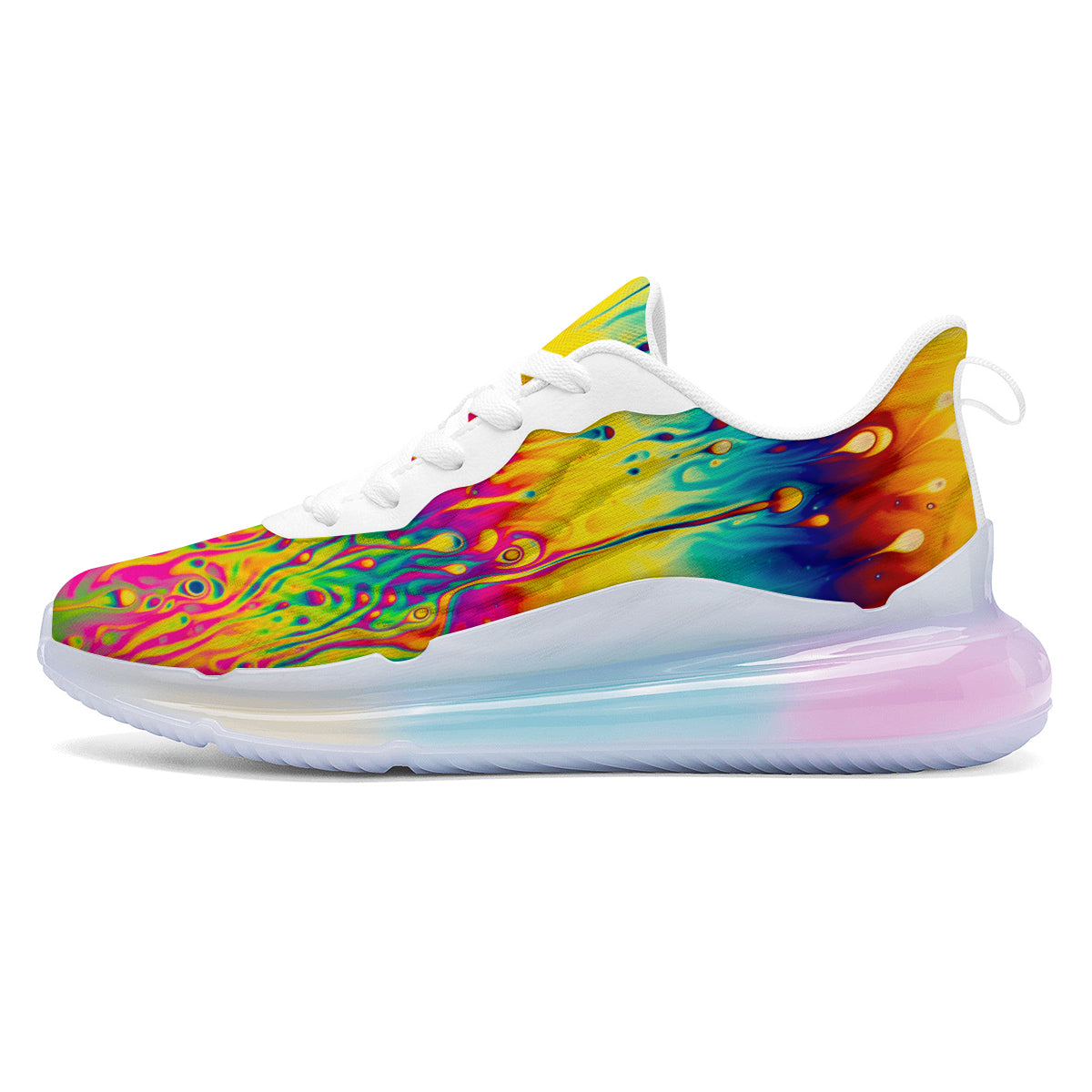 Abstract Psychedelic Rainbow Acid Print Running Sneakers-grizzshop