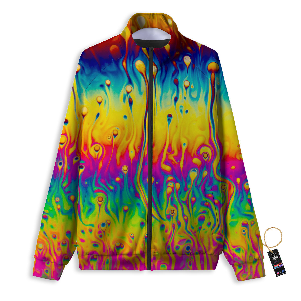 Abstract Psychedelic Rainbow Acid Print Track Jacket-grizzshop