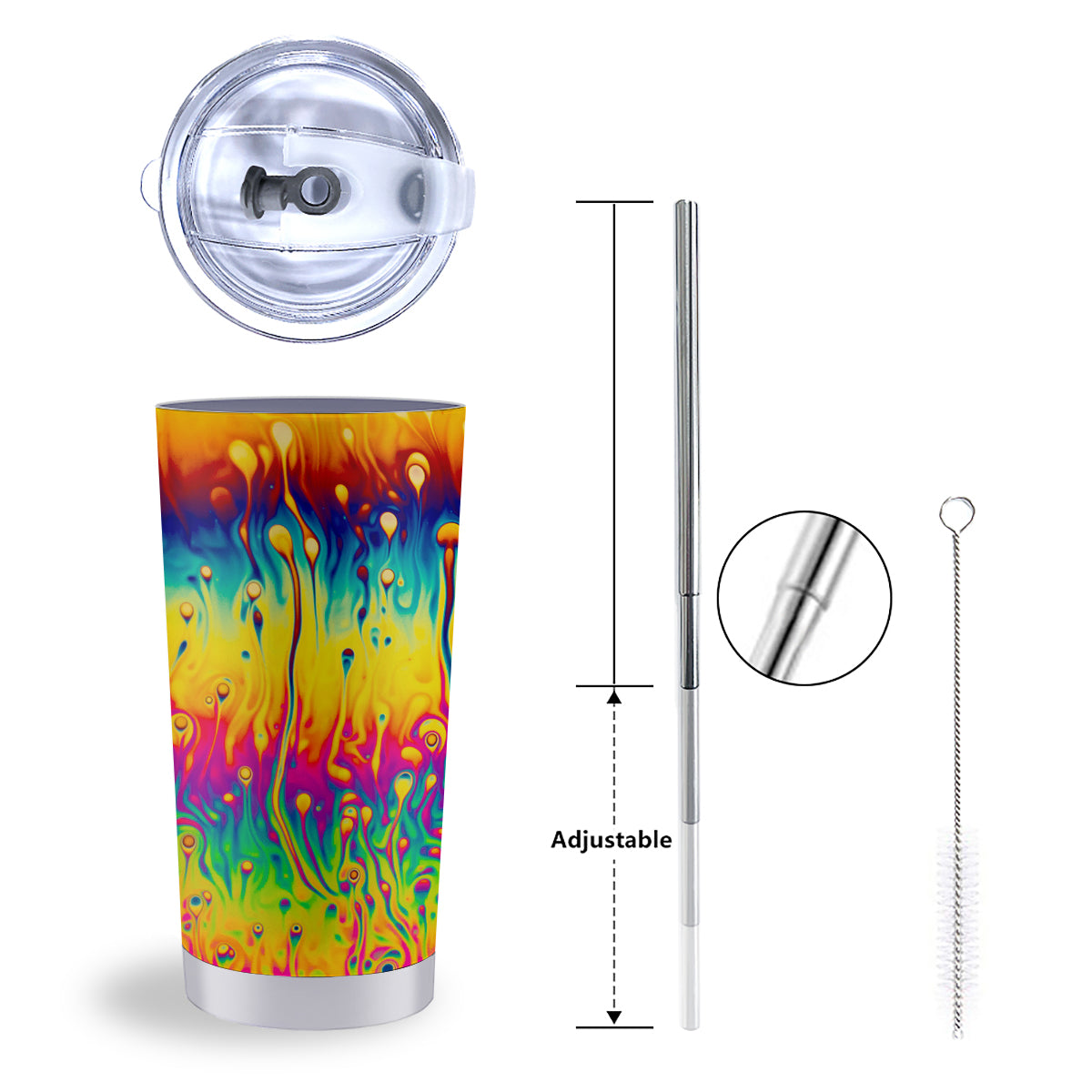 Abstract Psychedelic Rainbow Acid Print Tumbler-grizzshop