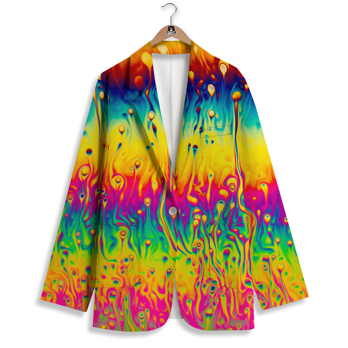 Abstract Psychedelic Rainbow Acid Print Women's Blazer-grizzshop