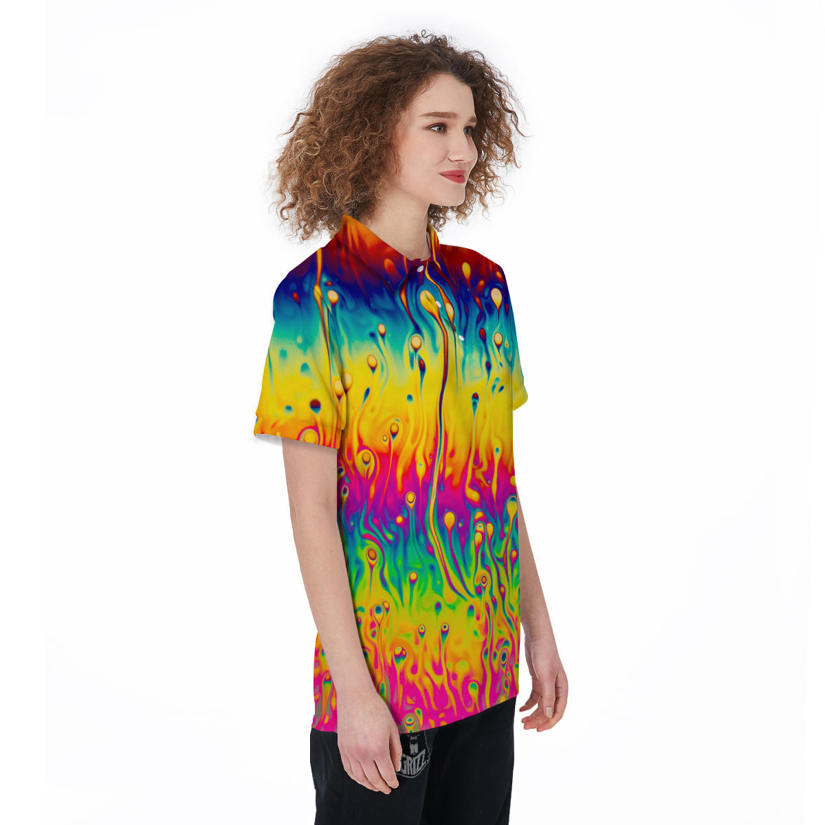 Abstract Psychedelic Rainbow Acid Print Women's Golf Shirts-grizzshop