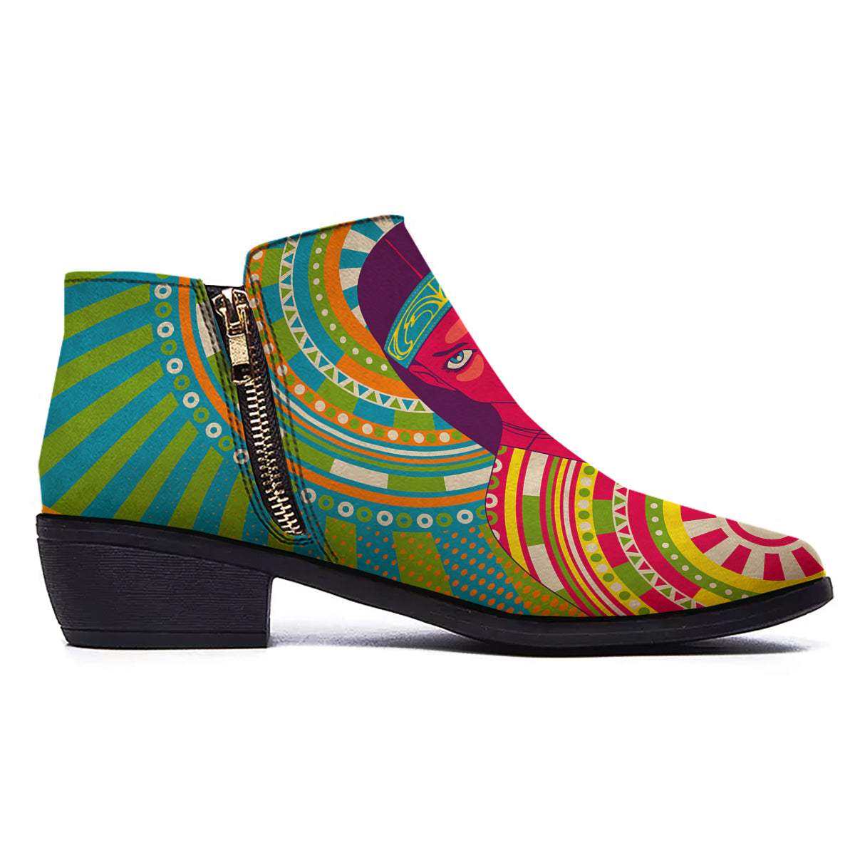 Abstract Psychedelic Women Print Ankle Boots-grizzshop