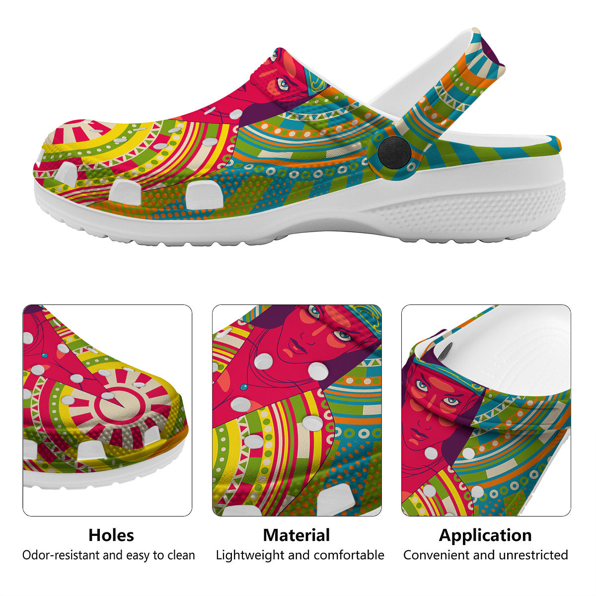 Abstract Psychedelic Women Print Clog-grizzshop