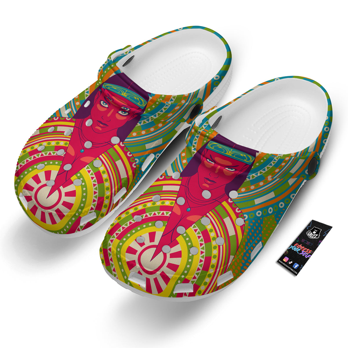 Abstract Psychedelic Women Print Clog-grizzshop