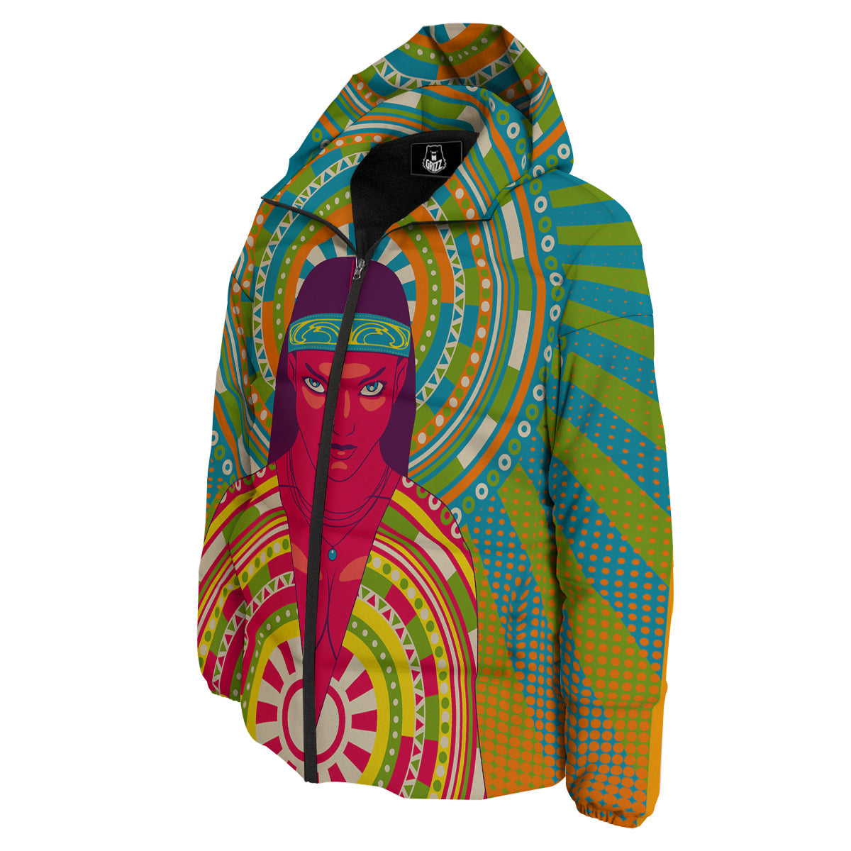 Abstract Psychedelic Women Print Down Jacket-grizzshop