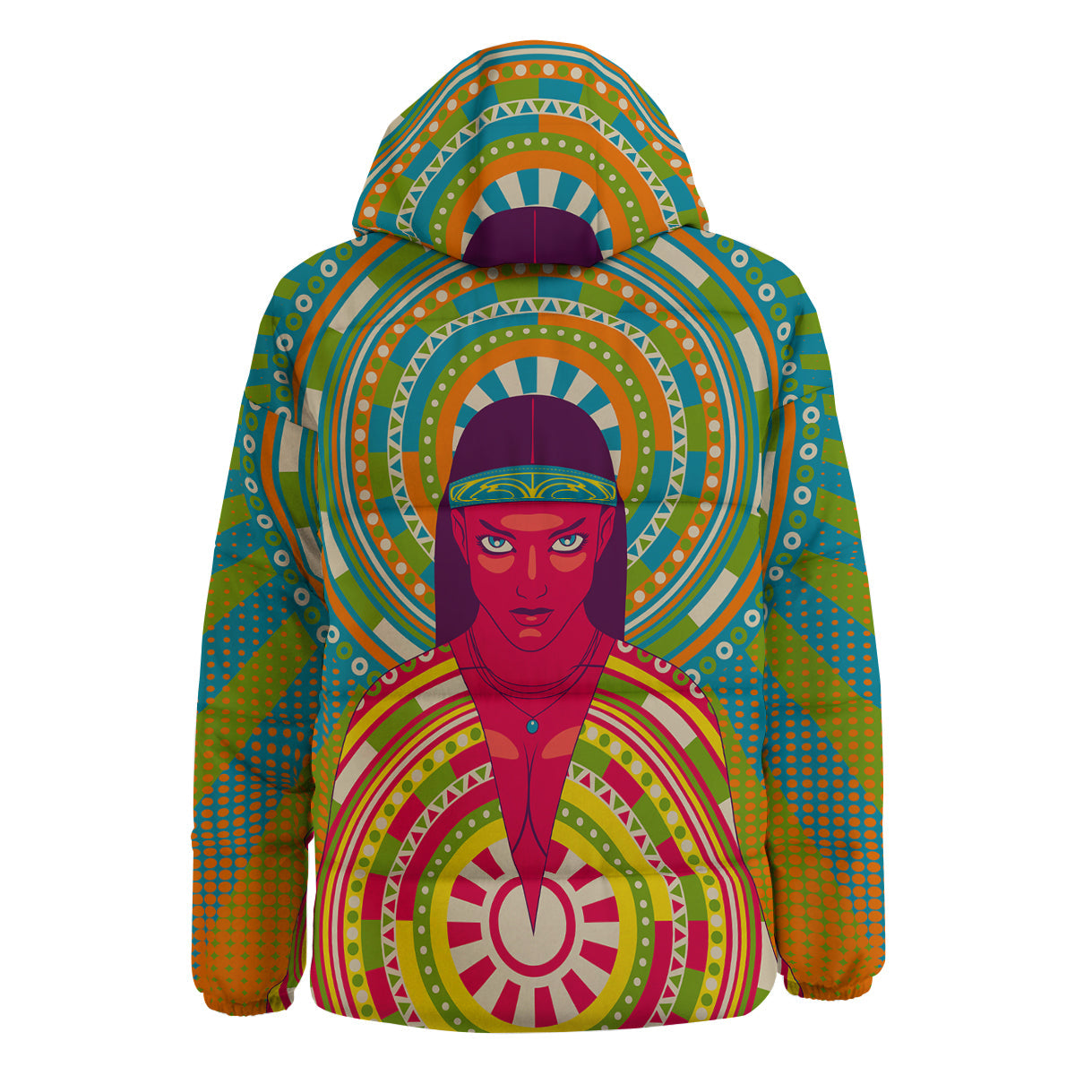 Abstract Psychedelic Women Print Down Jacket-grizzshop