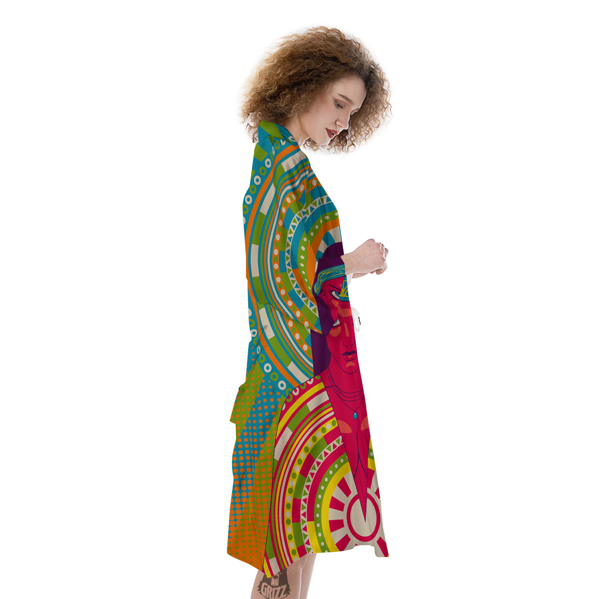 Abstract Psychedelic Women Print Kimono-grizzshop
