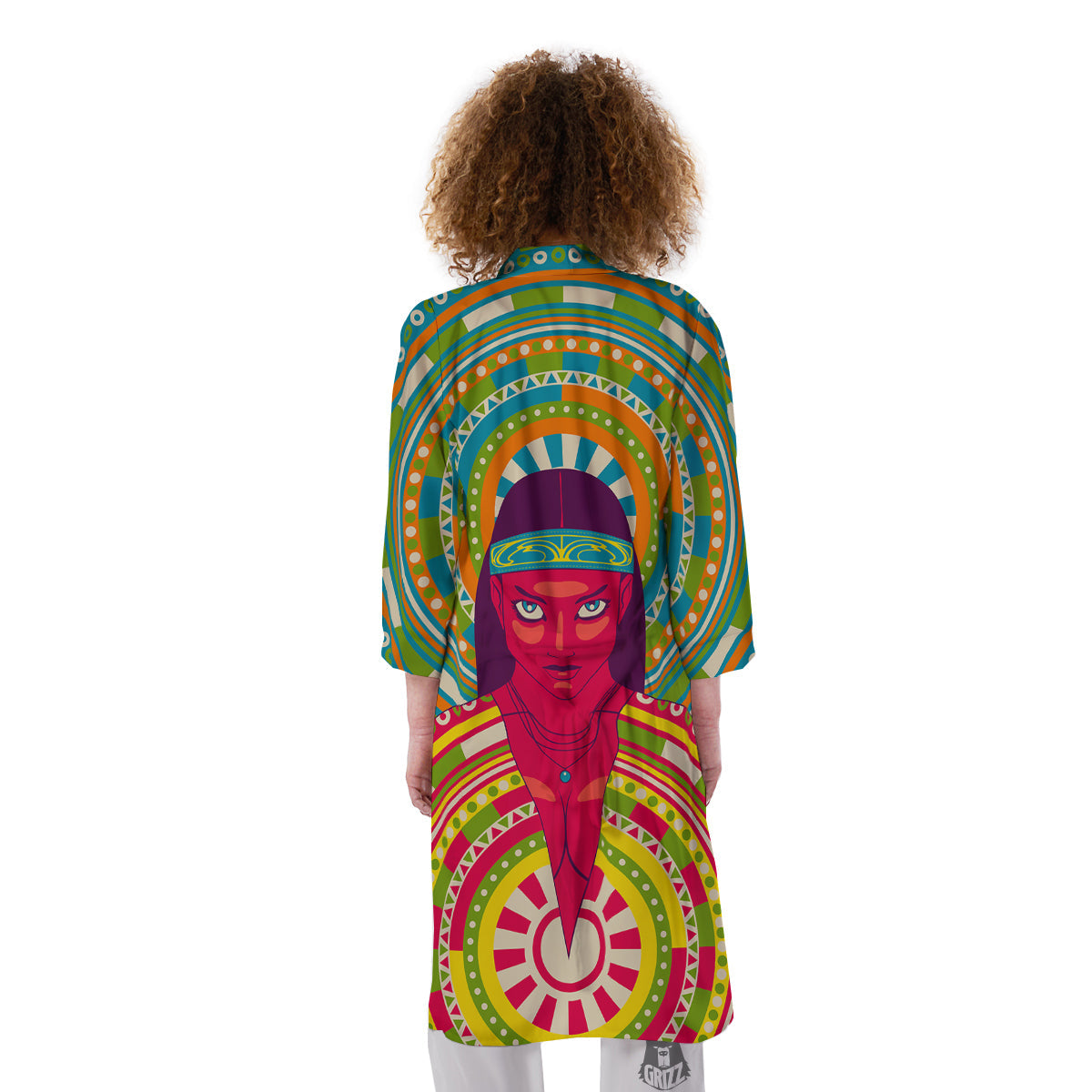 Abstract Psychedelic Women Print Kimono-grizzshop