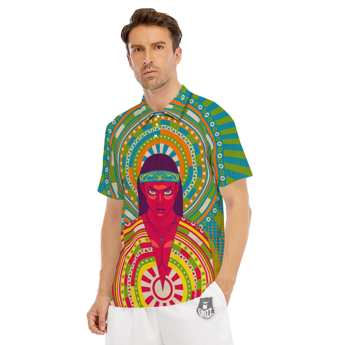 Abstract Psychedelic Women Print Men's Golf Shirts-grizzshop