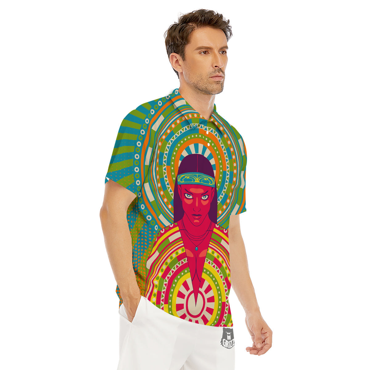 Abstract Psychedelic Women Print Men's Golf Shirts-grizzshop