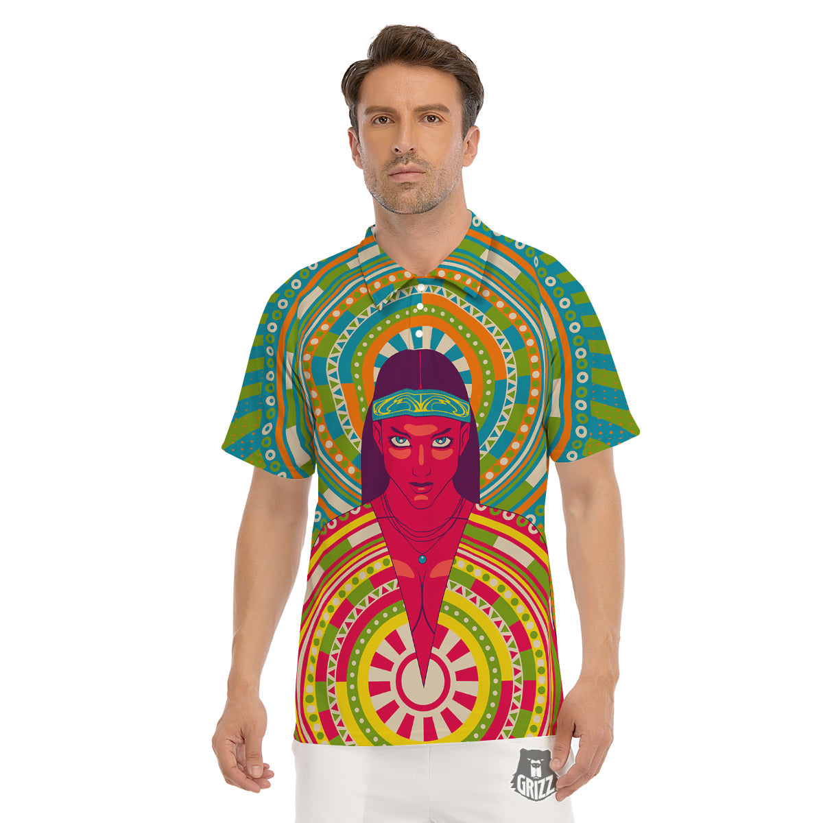 Abstract Psychedelic Women Print Men's Golf Shirts-grizzshop