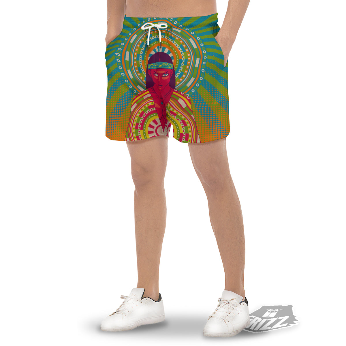 Abstract Psychedelic Women Print Men's Gym Shorts-grizzshop