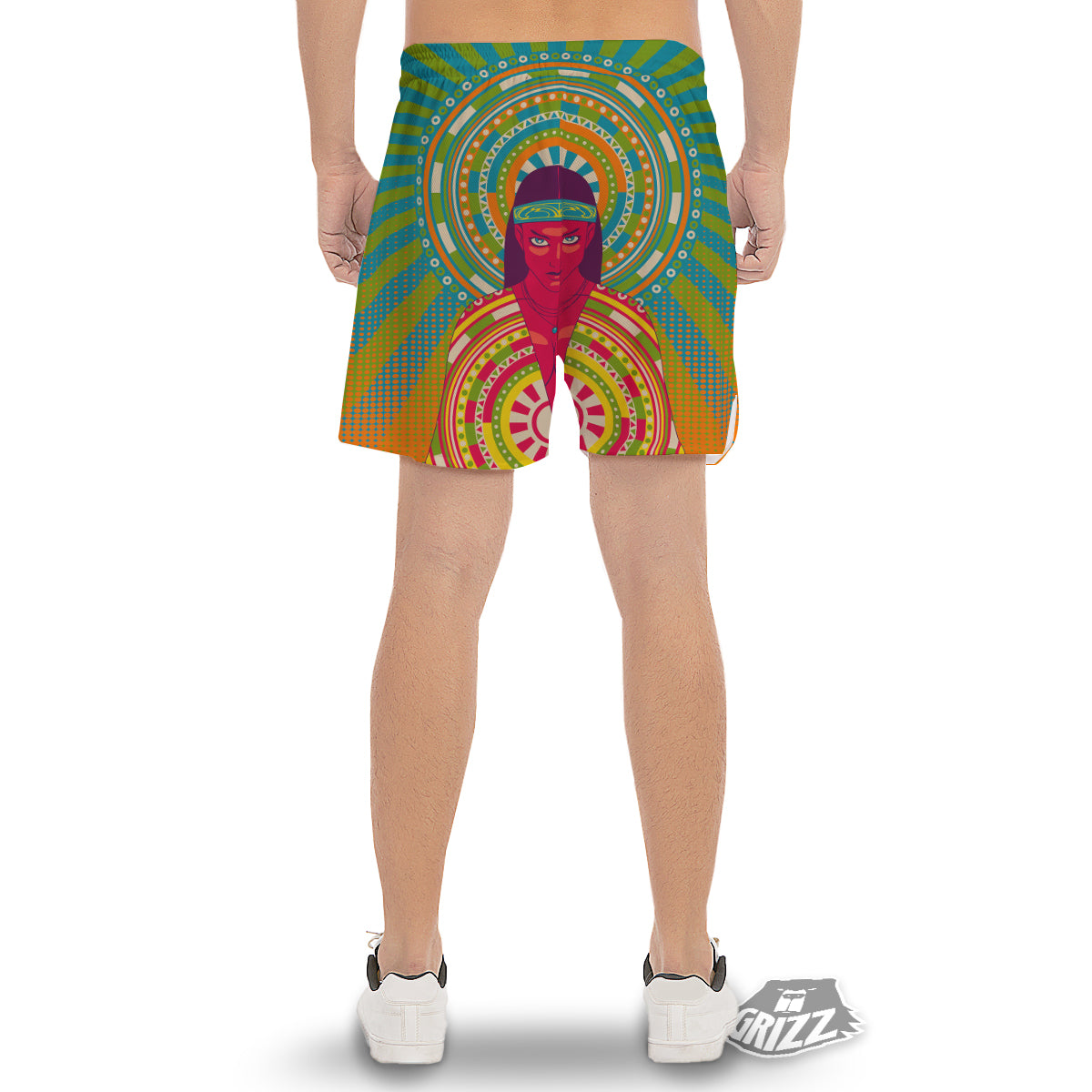 Abstract Psychedelic Women Print Men's Gym Shorts-grizzshop