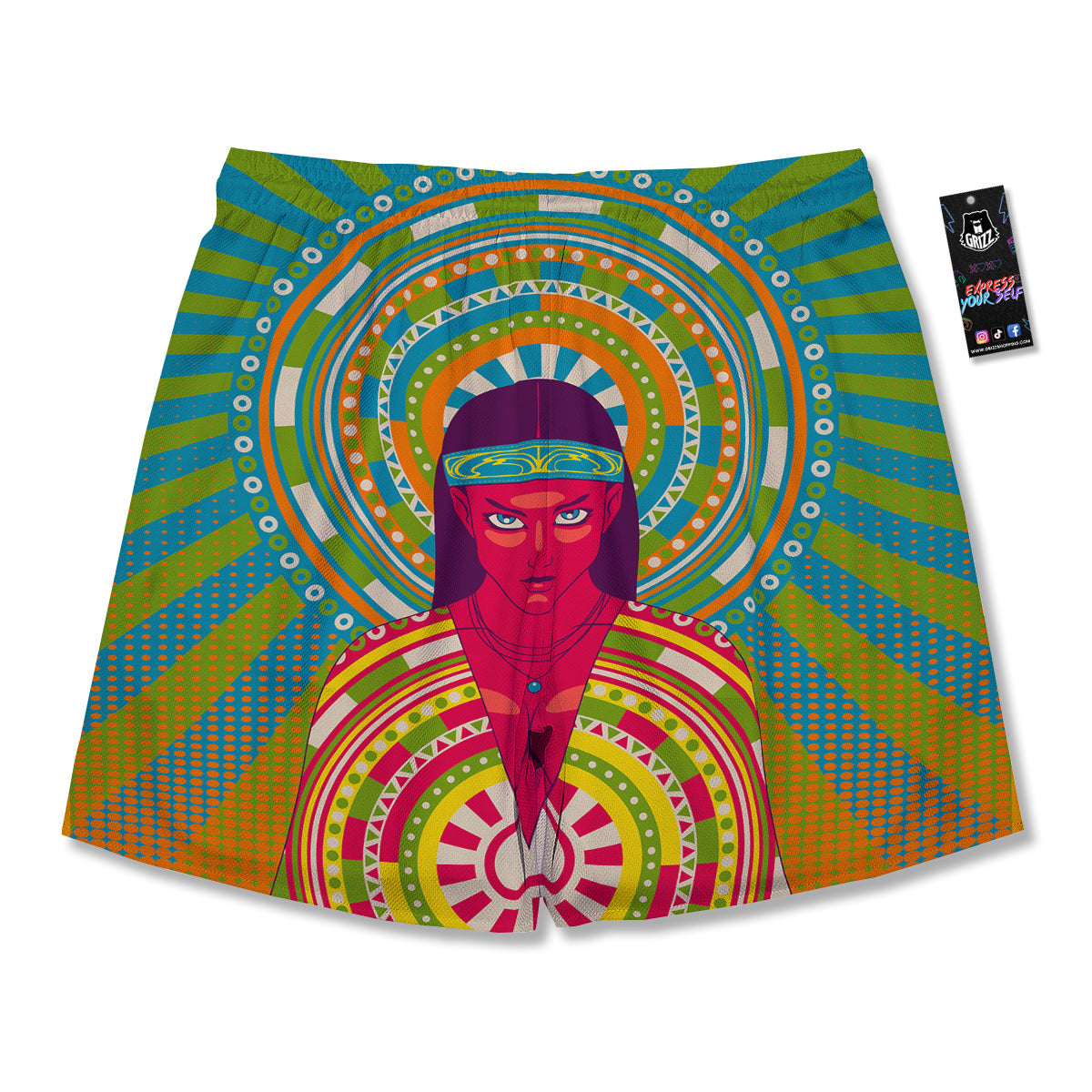 Abstract Psychedelic Women Print Men's Running Shorts-grizzshop