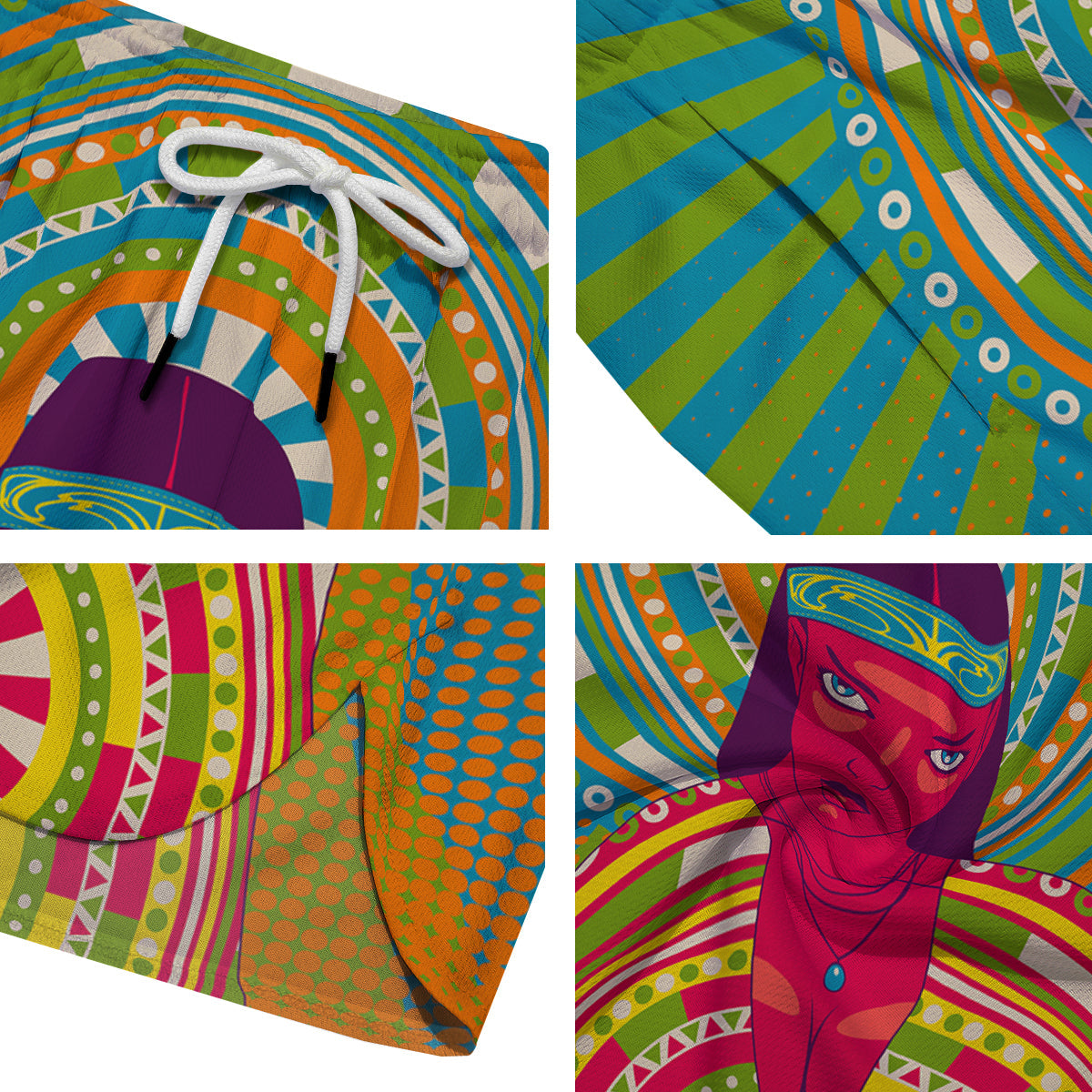 Abstract Psychedelic Women Print Men's Running Shorts-grizzshop