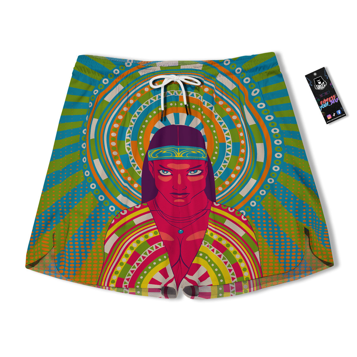 Abstract Psychedelic Women Print Men's Running Shorts-grizzshop