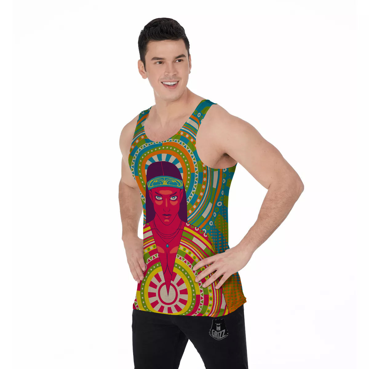 Abstract Psychedelic Women Print Men's Tank Top-grizzshop