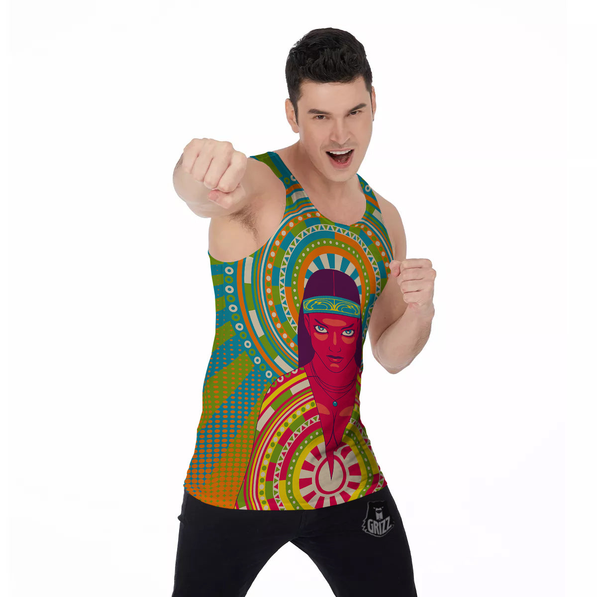 Abstract Psychedelic Women Print Men's Tank Top-grizzshop