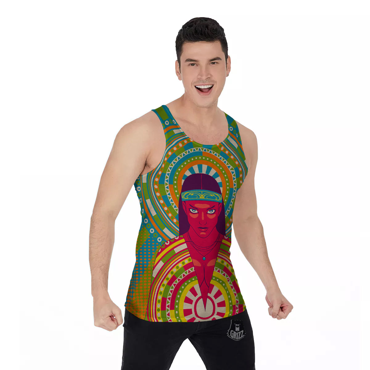 Abstract Psychedelic Women Print Men's Tank Top-grizzshop
