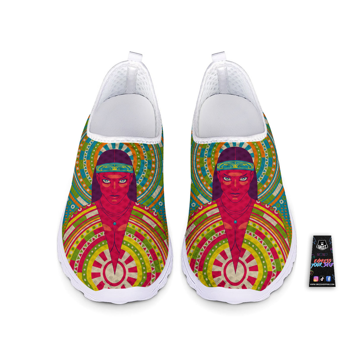 Abstract Psychedelic Women Print Nurse Shoes-grizzshop