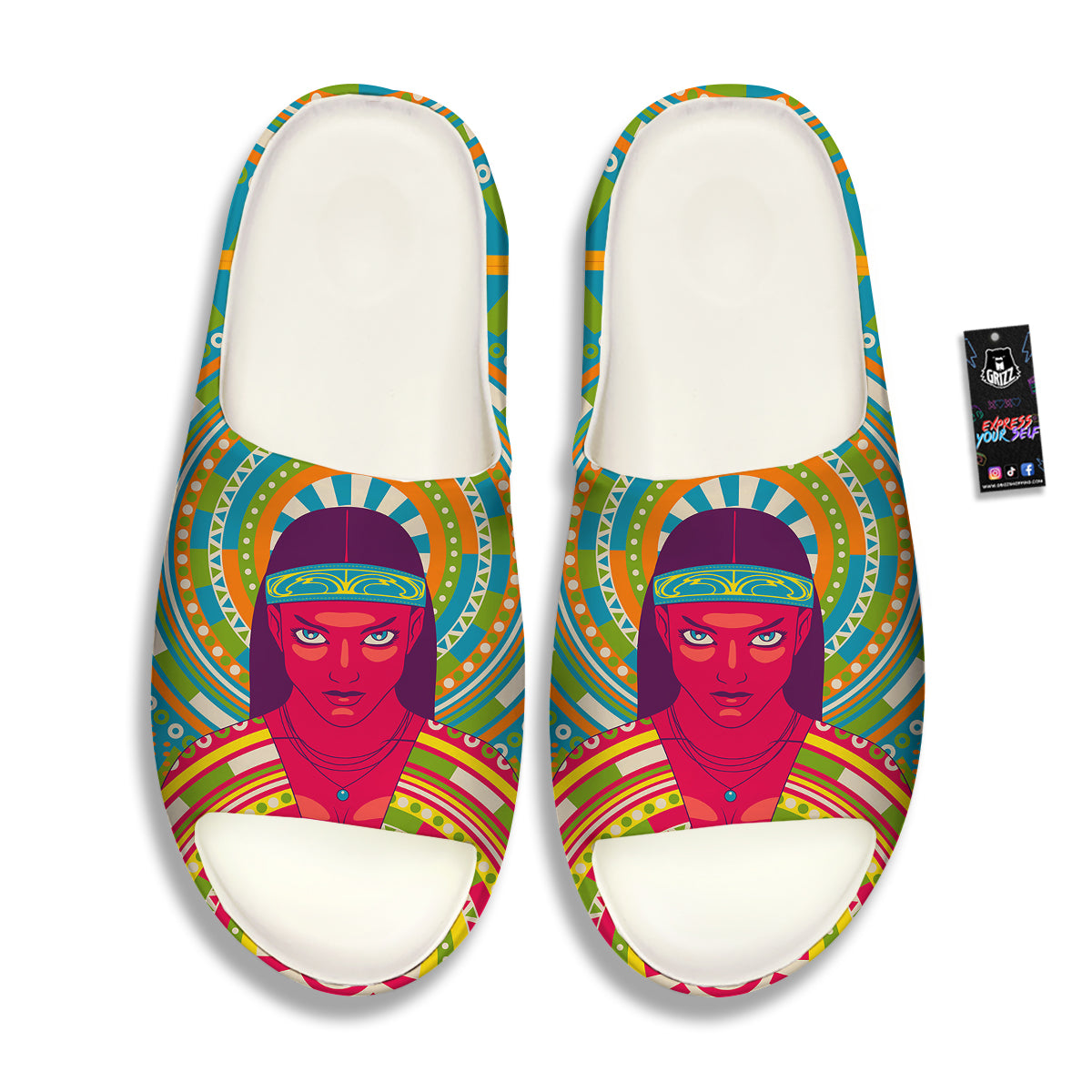 Abstract Psychedelic Women Print Sandals-grizzshop