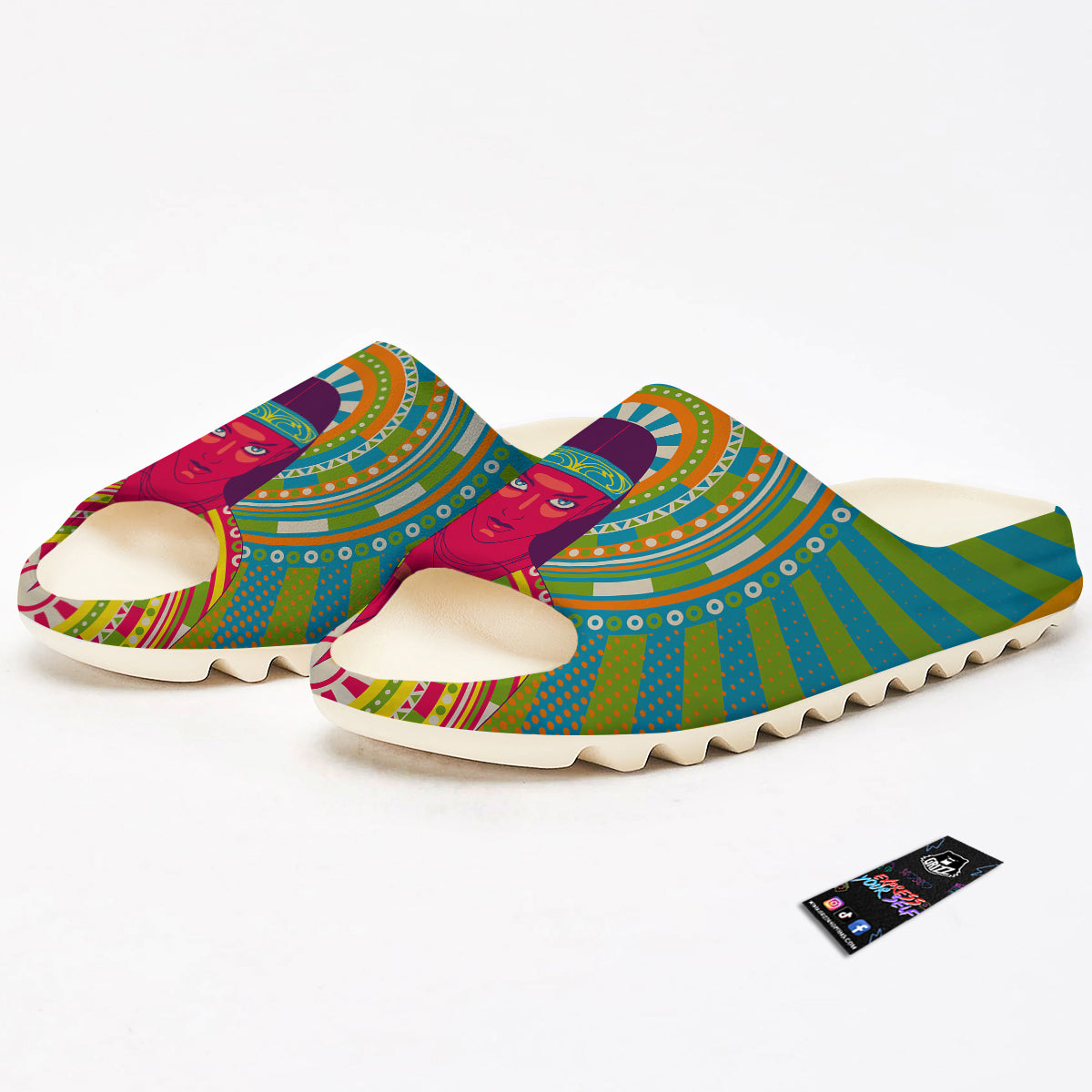 Abstract Psychedelic Women Print Sandals-grizzshop