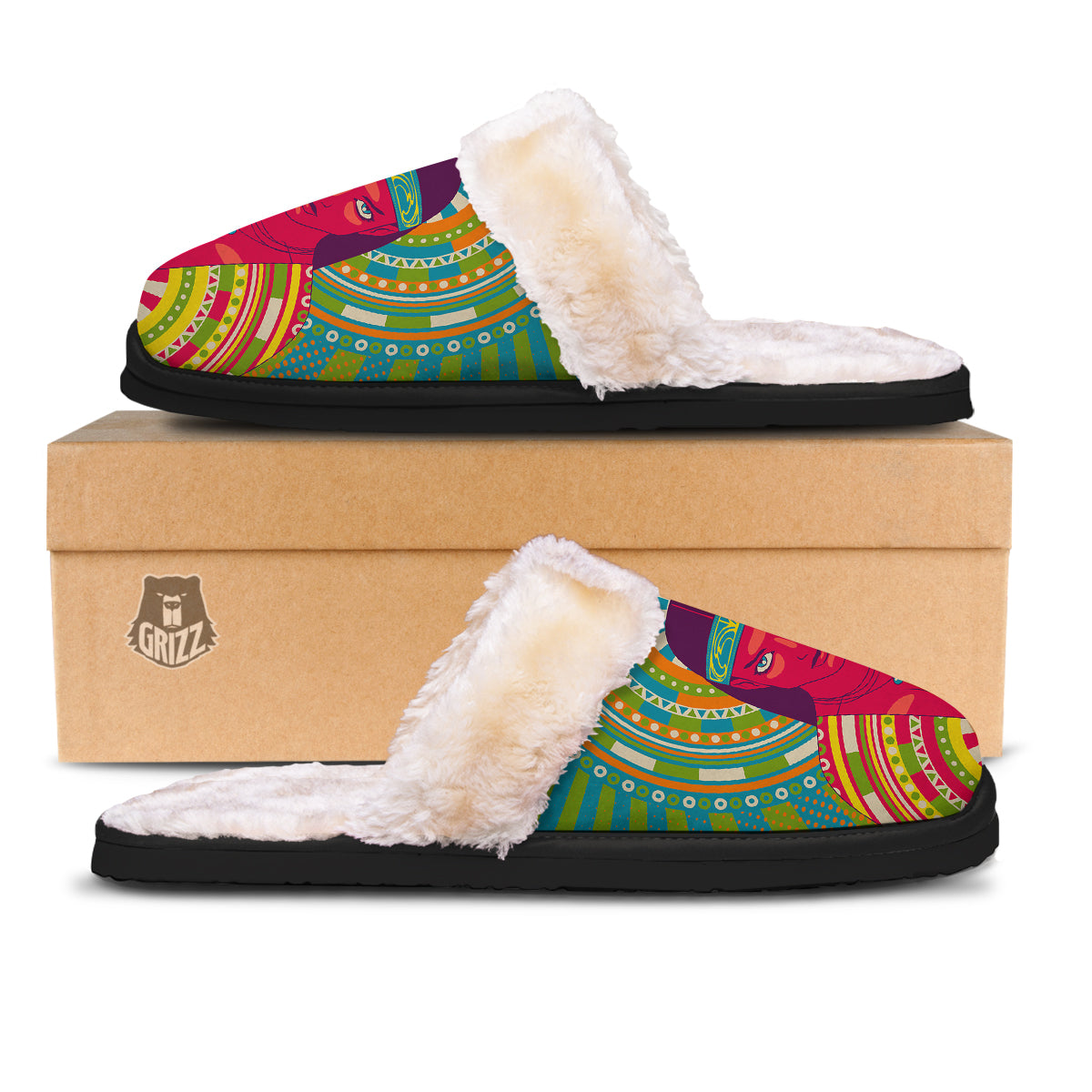 Abstract Psychedelic Women Print Slippers-grizzshop