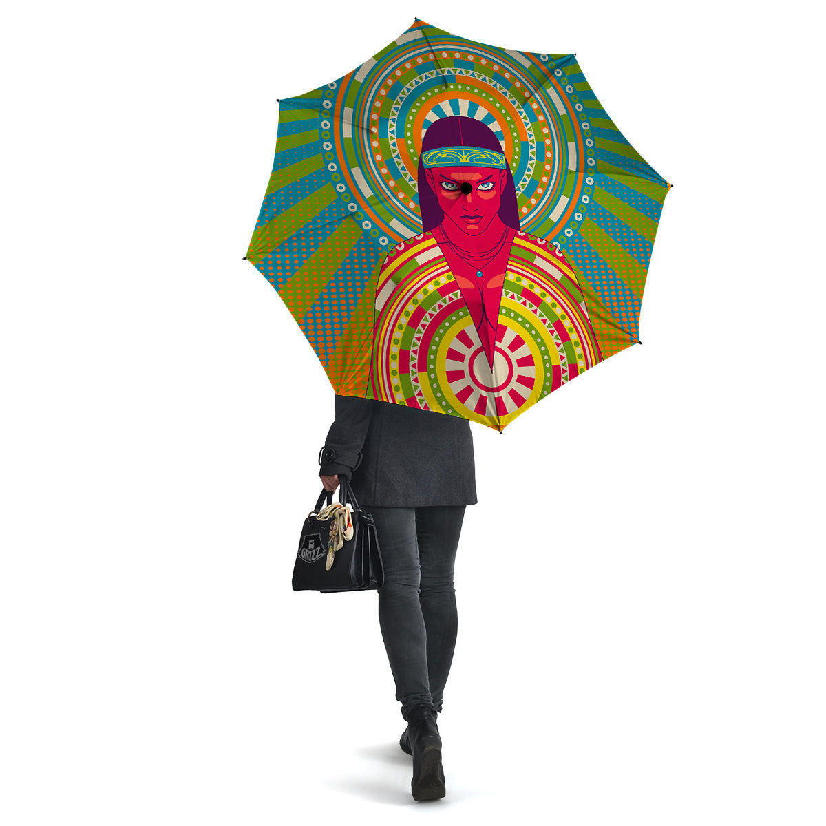 Abstract Psychedelic Women Print Umbrella-grizzshop