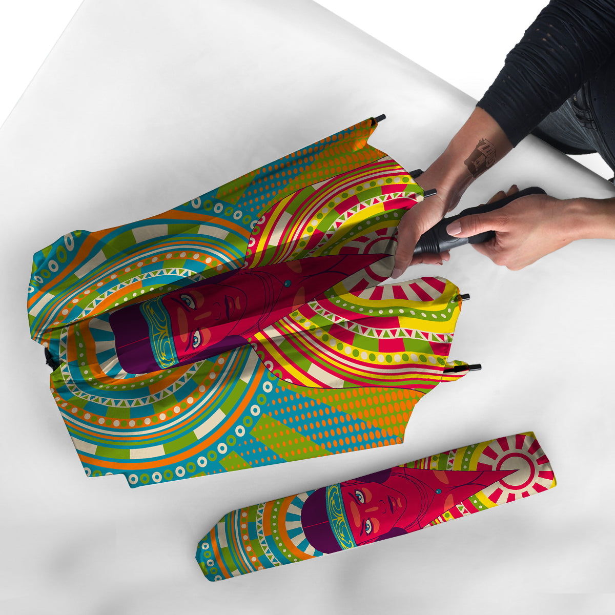 Abstract Psychedelic Women Print Umbrella-grizzshop