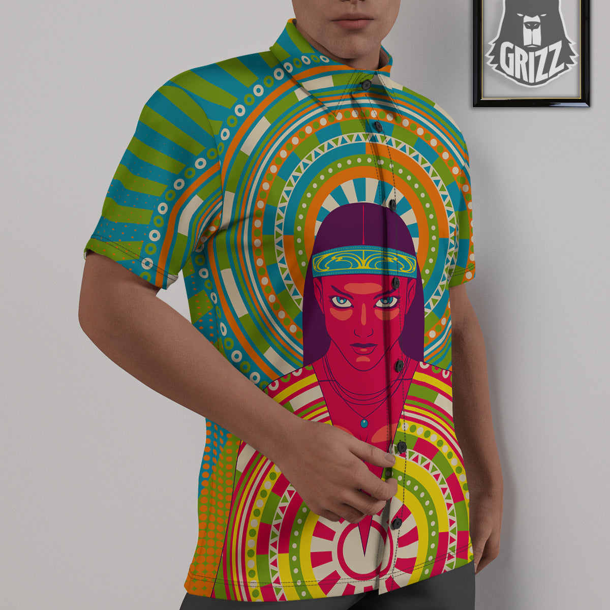 Abstract Psychedelic Women Print Untucked Shirts-grizzshop