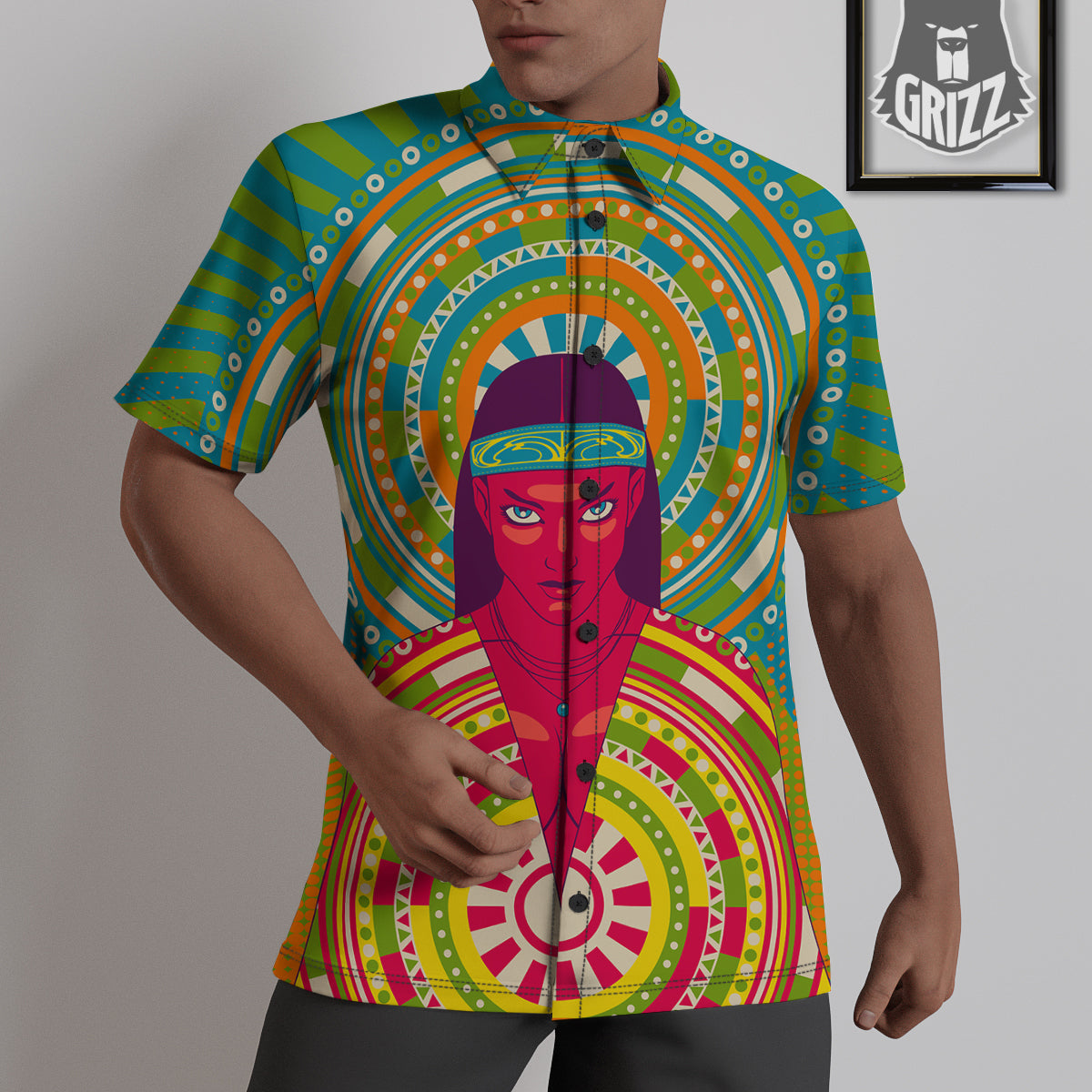 Abstract Psychedelic Women Print Untucked Shirts-grizzshop