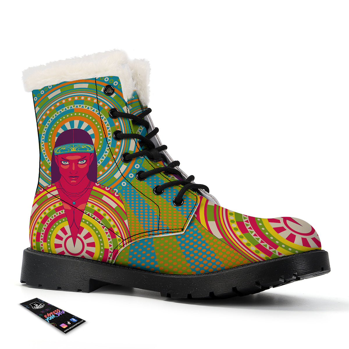 Abstract Psychedelic Women Print Winter Boots-grizzshop